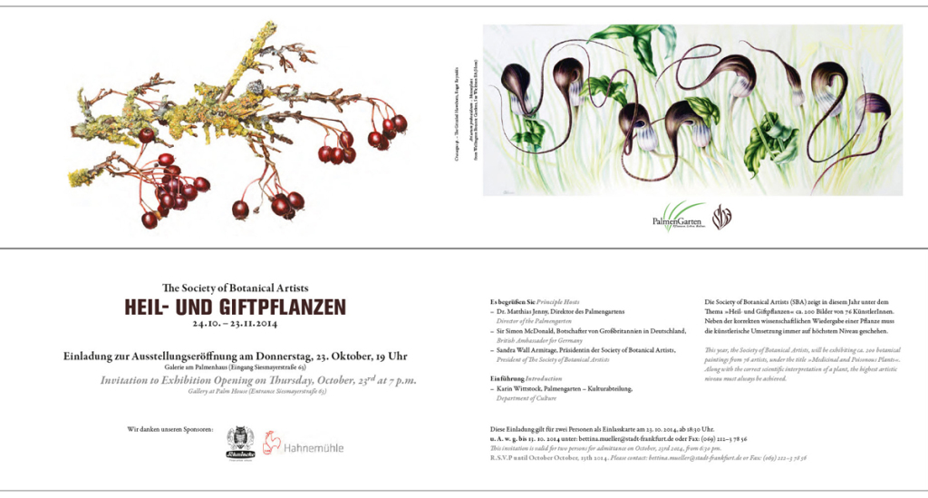 Flier for the Palmengarten Exhibiton in Frankfurt Germany